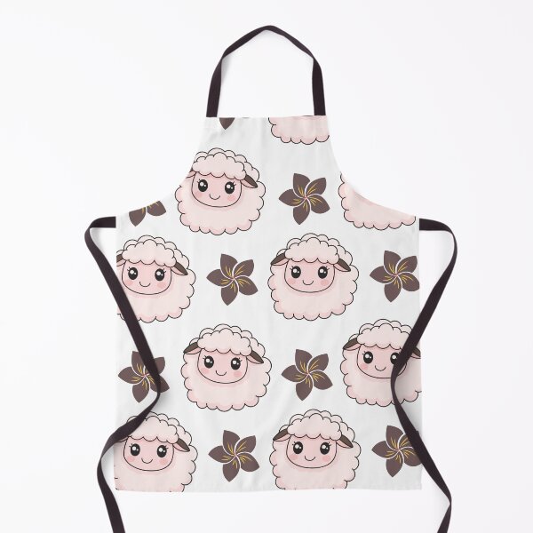 Item preview, Cute Sheep Pattern with Brown Flowers on White Background designed and sold by lunadesignsmoon.