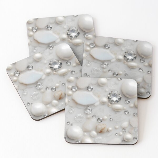 Item preview, White Pearl Crystal Diamond Gemstone Collage Jewelry Luxe Background designed and sold by meganohm.