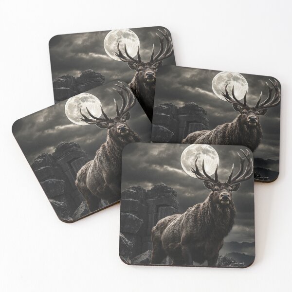 Item preview, dark stag - full moon guardian - dark fantasy art designed and sold by Traumrausch.