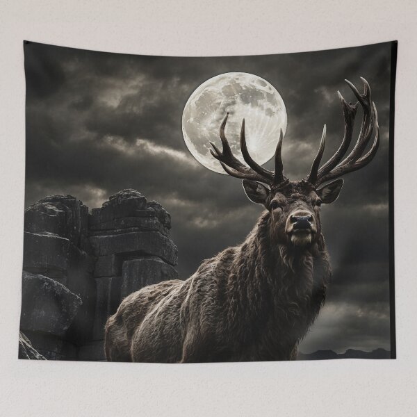 Item preview, dark stag - full moon guardian - dark fantasy art designed and sold by Traumrausch.