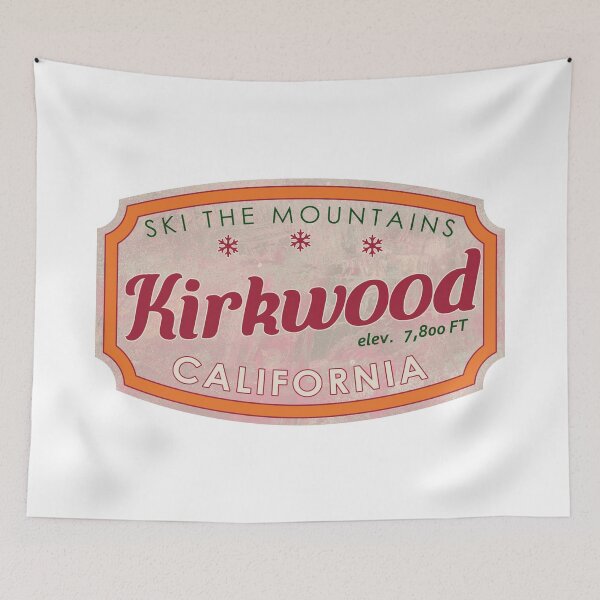Item preview, Kirkwood Ski Resort, California, textured skiing badge designed and sold by Wanderful-roads.