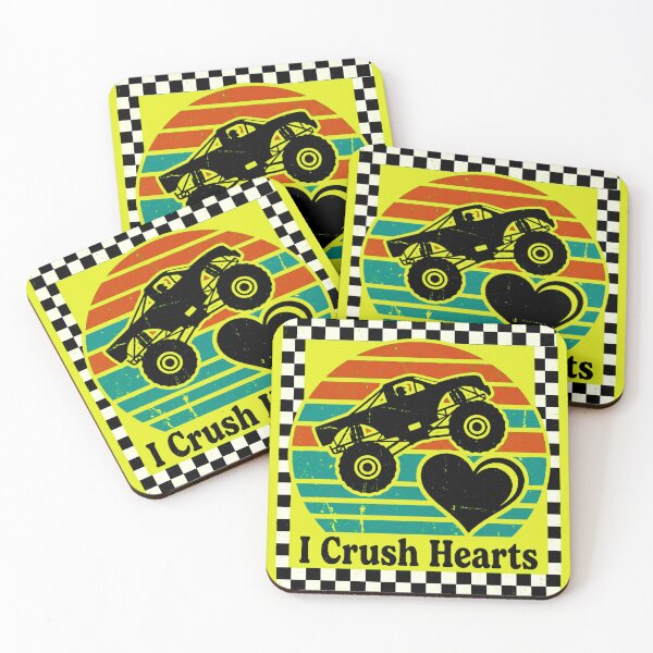 Item preview, Monster Truck Valentine Retro Sunset Heart Crushing designed and sold by Thaivi Design.