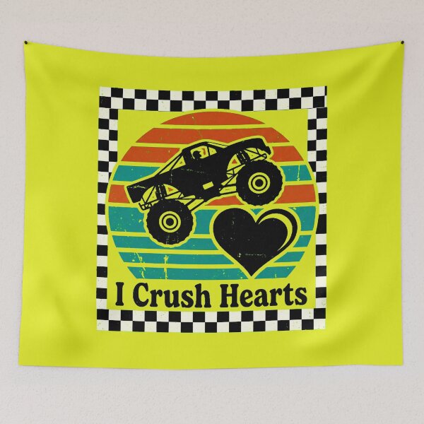 Item preview, Monster Truck Valentine Retro Sunset Heart Crushing designed and sold by Thaivi Design.
