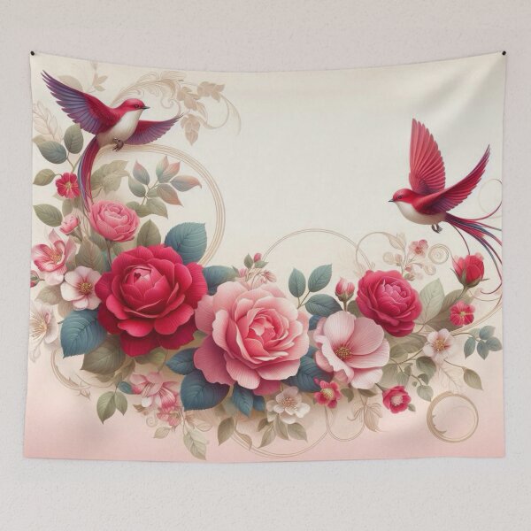Item preview, Redbirds and Roses designed and sold by TinCatOutPost.