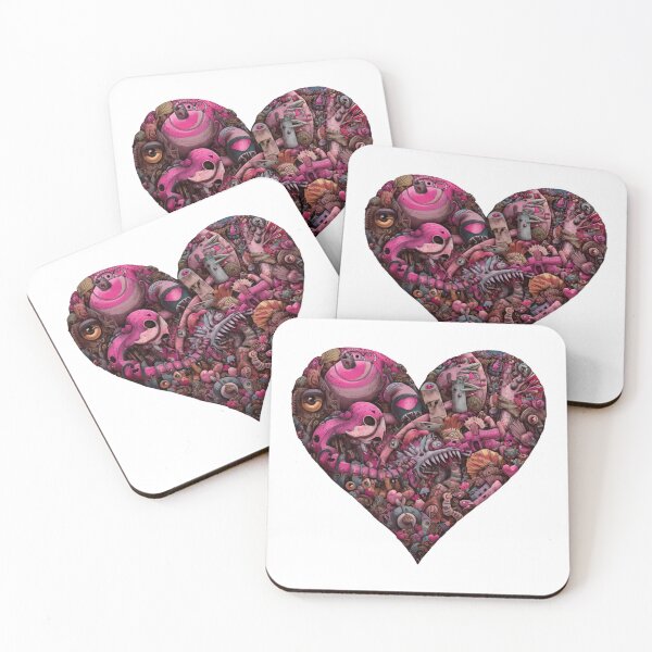 Item preview, Valentines Day Pink Heart Gothic Surreal Creatures designed and sold by PluffyPanda.