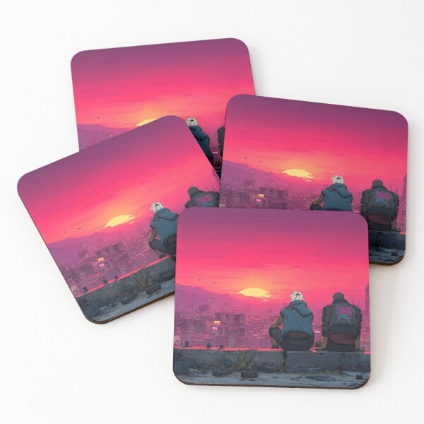 Item preview, Cyberpunk City Sunset Digital Art Neon Urban Landscape Poster Anime Style Wall Decor Future Skyline Print designed and sold by MetroEnvision.