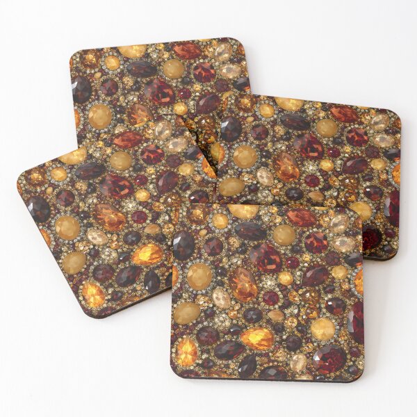 Item preview, Pave Gemstone Collage With Amber Ruby Garnet Gold Crystal Texture designed and sold by meganohm.