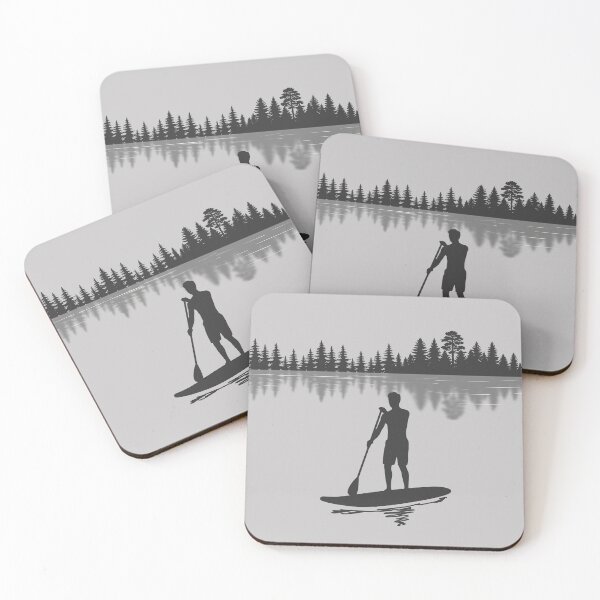 Item preview, Lispe Paddle Boarder Male Silhouette Forest Lake Reflection designed and sold by Lispe-Designs.