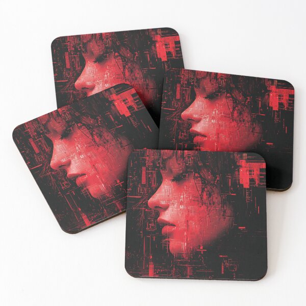 Item preview, Red Data Glitch Cyberpunk Portrait | Abstract Digital Face Circuit Art designed and sold by MetroEnvision.