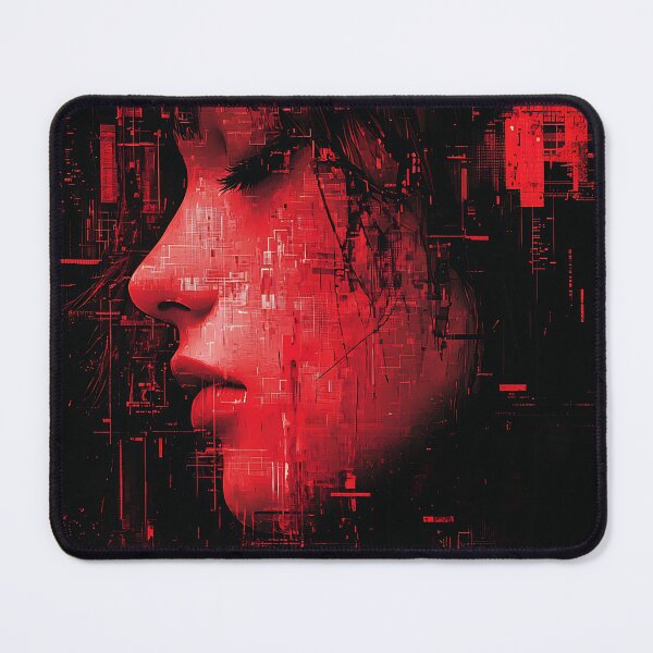 Item preview, Red Data Glitch Cyberpunk Portrait | Abstract Digital Face Circuit Art designed and sold by MetroEnvision.