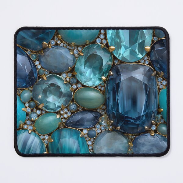 Item preview, Aquamarine Sapphire Teal Gemstone Cluster With Gold Prongs Texture designed and sold by meganohm.