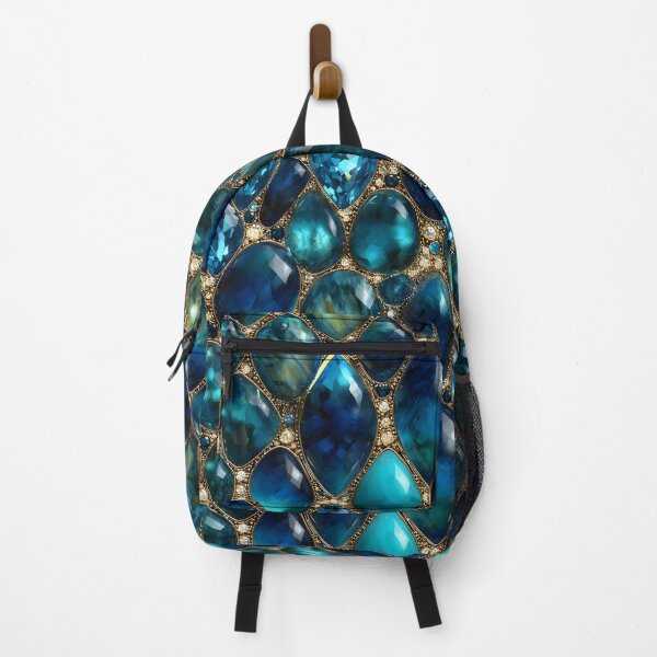 Item preview, Sapphire Blue Aqua Gem Grid With Gold And Diamond Accents designed and sold by meganohm.