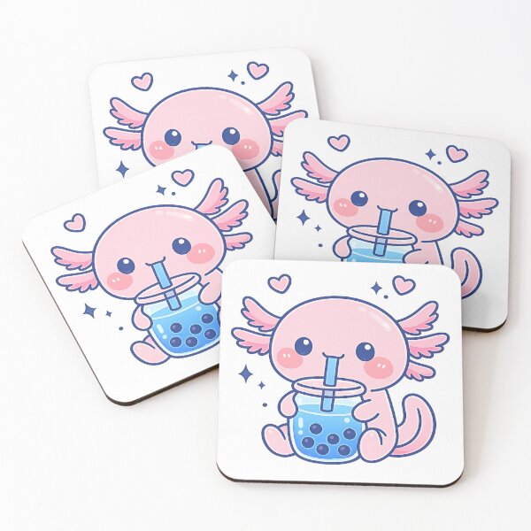 Item preview, Kawaii Axolotl Drinking Boba Tea Cute Bubble Tea designed and sold by faridman.