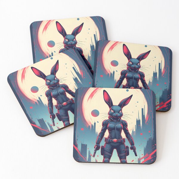 Item preview, black bunny rabbit superhero designed and sold by owi-art.