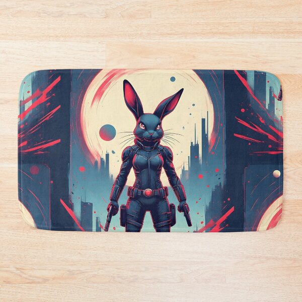 Item preview, black bunny rabbit superhero designed and sold by owi-art.