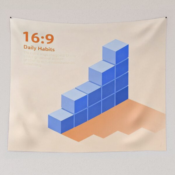 Item preview, Daily Habits – Ascending Blue Cubes with Motivational Layout designed and sold by Cristhian Almanza.