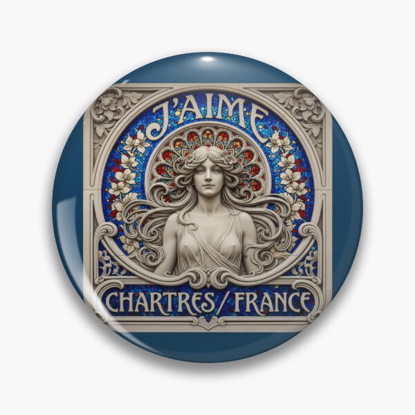 Item preview, J’Aime Chartres France – Gothic Stained Glass Art Nouveau designed and sold by FrancophileFun.