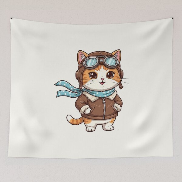 Item preview, Pilot Cat Illustration designed and sold by HoopeStylee.