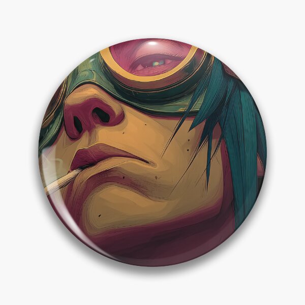 Item preview, Edgy Pilot Smoker Portrait | Retro Teal and Magenta Punk Art designed and sold by MetroEnvision.