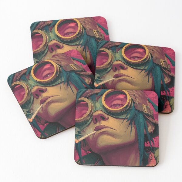 Item preview, Edgy Pilot Smoker Portrait | Retro Teal and Magenta Punk Art designed and sold by MetroEnvision.