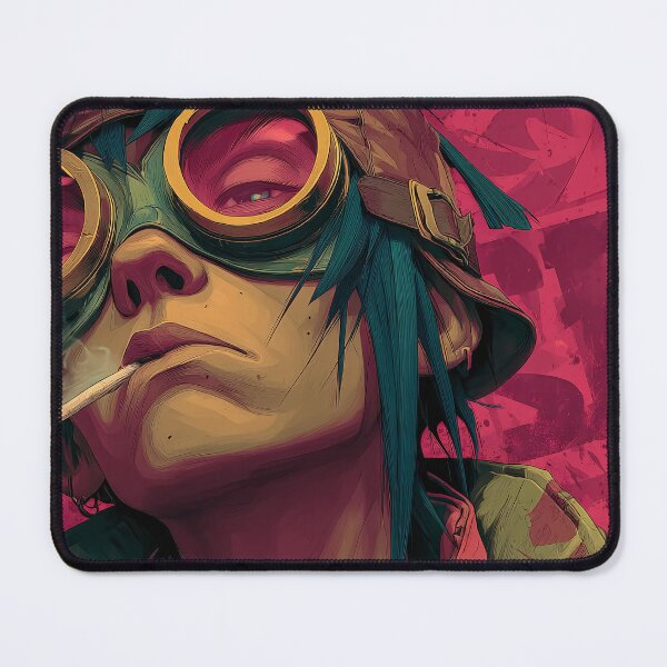 Item preview, Edgy Pilot Smoker Portrait | Retro Teal and Magenta Punk Art designed and sold by MetroEnvision.