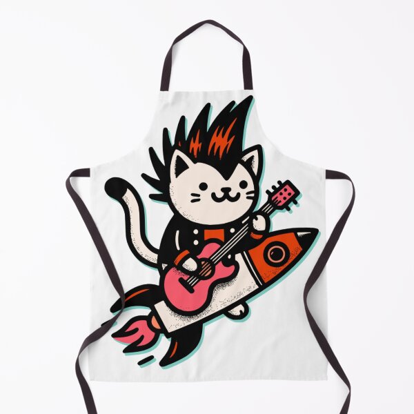 Item preview, Rock Cat Guitarist on Rocket Skateboard – Cute Punk Music Cat Art designed and sold by onlin3boutiqu3.