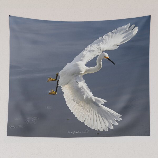 Item preview, Snowy Egret Landing  designed and sold by AlsknMommaBear2.