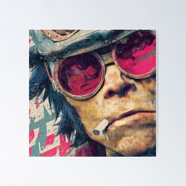 Item preview, Retro Halftone Goggle Pilot | Textured Gritty Comic Punk Art designed and sold by MetroEnvision.