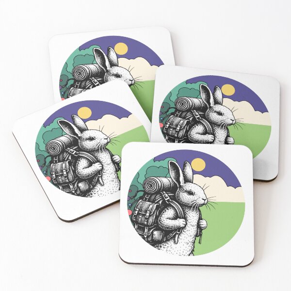 Item preview, Whimsical Hiking Rabbit Adventure – Nature Lover Art Print designed and sold by Analog Aura .