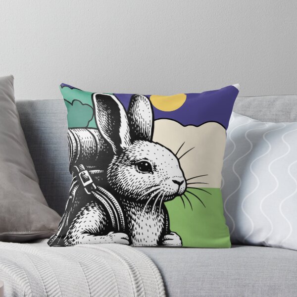 Item preview, Whimsical Hiking Rabbit Adventure – Nature Lover Art Print designed and sold by Analog Aura .