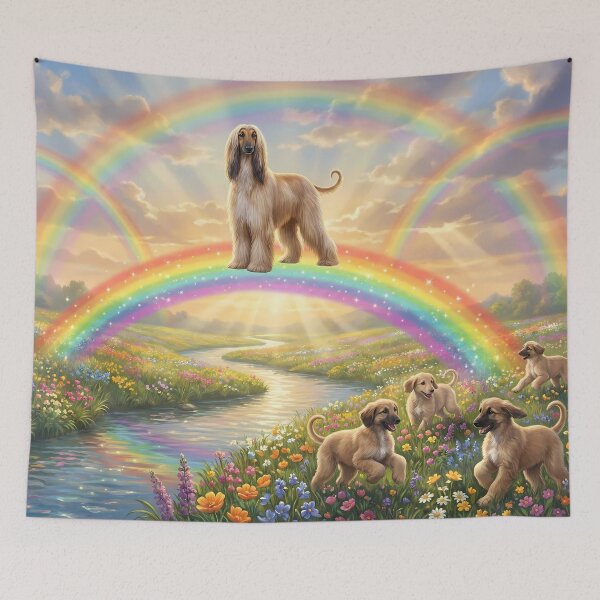 Item preview, Afghan Hound Rainbow Bridge Paradise Dog Art designed and sold by PetMemorialArt.