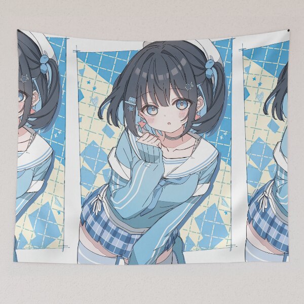 Item preview, Blue Theme Anime Girl Wearing a Scarf designed and sold by Piotrek0001.