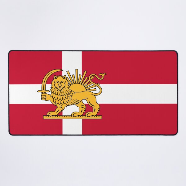 Item preview, Danish–Iranian Heritage Flag | Lion and Sun Fusion designed and sold by FlagX.