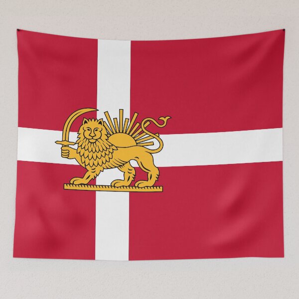 Item preview, Danish–Iranian Heritage Flag | Lion and Sun Fusion designed and sold by FlagX.