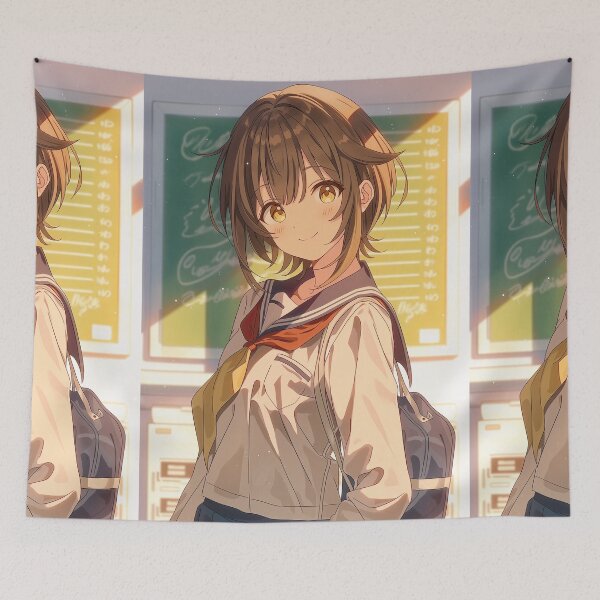 Item preview, Sunlit Anime Girl in Classroom Setting designed and sold by Piotrek0001.