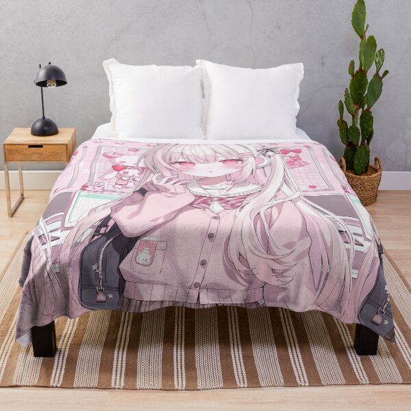 Item preview, White Haired Anime Girl in Pink Hoodie designed and sold by Piotrek0001.