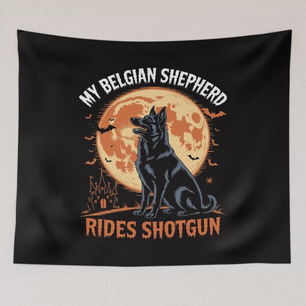Item preview, Belgian Shepherd Halloween  Rides Shotgun designed and sold by gerardostokes.