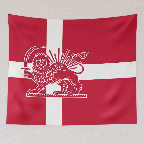 Item preview, Danish–Iranian Heritage Flag | Lion and Sun Fusion designed and sold by FlagX.