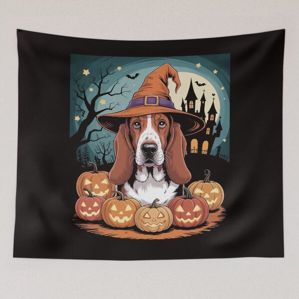 Item preview, Basset Hound Witch Halloween Dog Lover Puppy designed and sold by cherylbartlett.