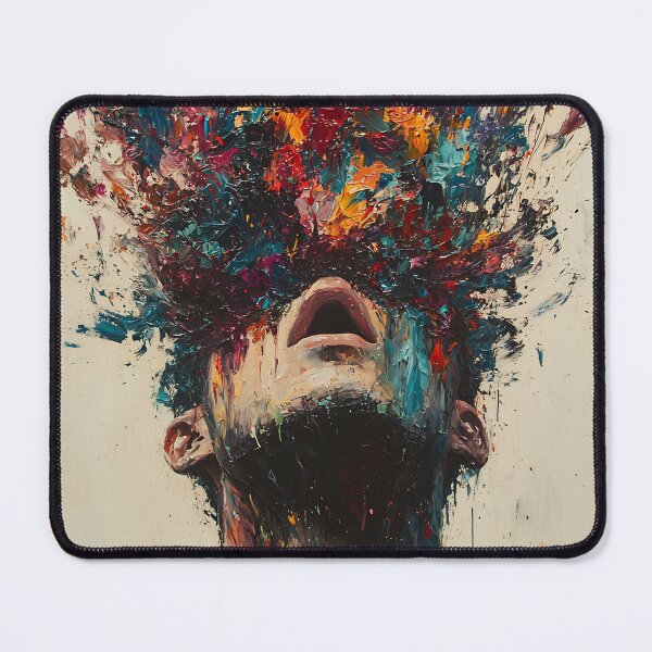 Item preview, Explosive Mind Impressionist Portrait | Dynamic Colorful Palette Knife Art designed and sold by MetroEnvision.