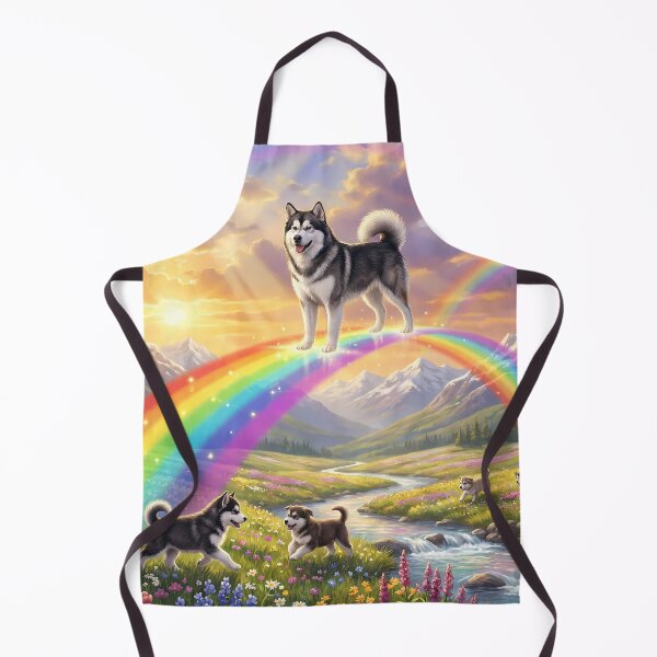 Item preview, Alaskan Malamute Rainbow Bridge Paradise Dog Art designed and sold by PetMemorialArt.