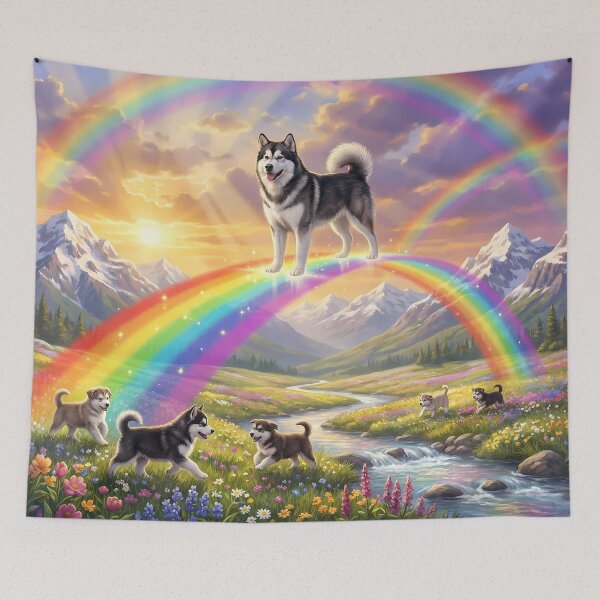 Item preview, Alaskan Malamute Rainbow Bridge Paradise Dog Art designed and sold by PetMemorialArt.
