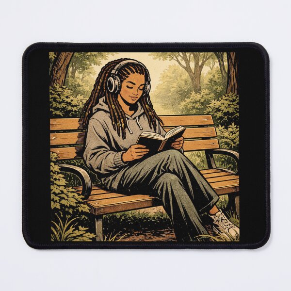 Item preview, Book Lover Lofi Girl – Park Bench Reading – Gift for Book Lovers • Retro Comic • Vintage Halftone designed and sold by JacobKAurumhead.