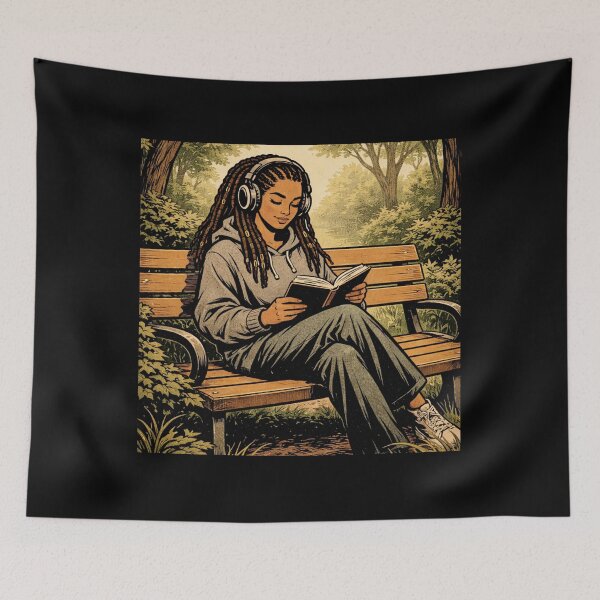 Item preview, Book Lover Lofi Girl – Park Bench Reading – Gift for Book Lovers • Retro Comic • Vintage Halftone designed and sold by JacobKAurumhead.