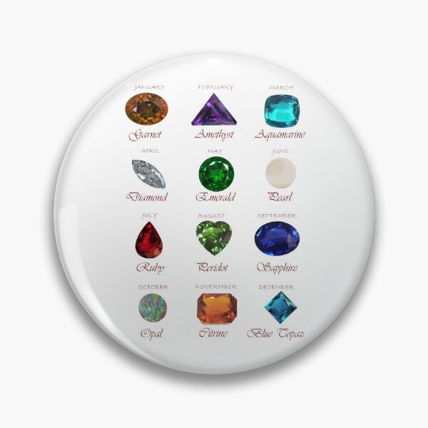 Item preview, Birthstone chart with 12 Gemstones and 12 Months designed and sold by DigitalGemArt.