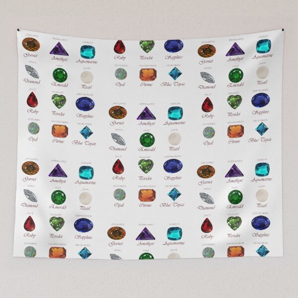 Item preview, Birthstone chart with 12 Gemstones and 12 Months designed and sold by DigitalGemArt.