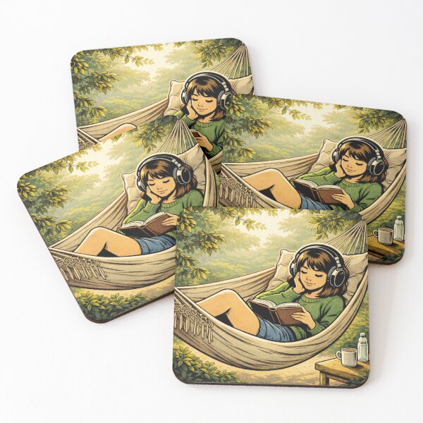 Item preview, Book Lover Lofi Girl – Hammock Reading – Gift for Book Lovers • Retro Comic • Vintage Halftone designed and sold by JacobKAurumhead.