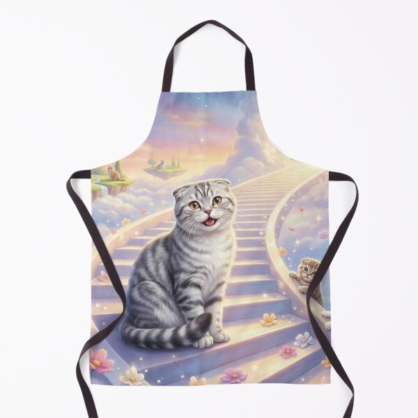 Item preview, Scottish Fold Cat Stairway to Heaven Art designed and sold by PetMemorialArt.