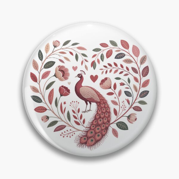 Item preview, Eternal Grace – Romantic Peacock in Floral Heart Illustration designed and sold by SoftStyleStudio ⭐⭐⭐.