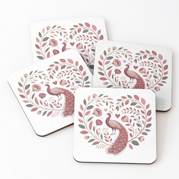 Item preview, Eternal Grace – Romantic Peacock in Floral Heart Illustration designed and sold by SoftStyleStudio ⭐⭐⭐.